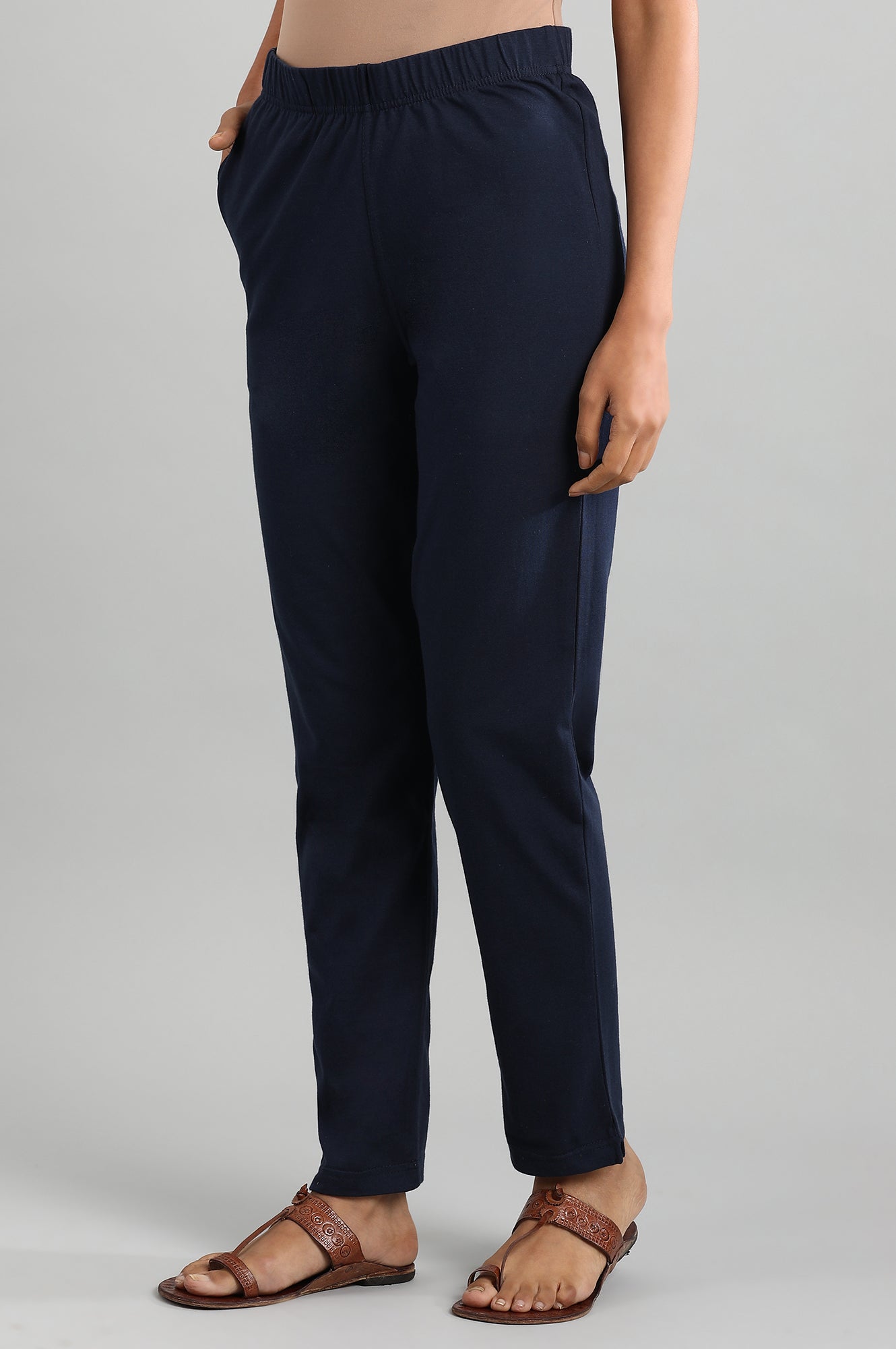 Blue Solid Pants