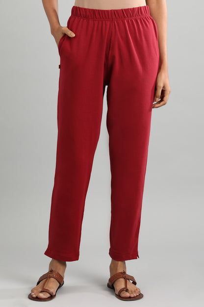 Red Solid Pants