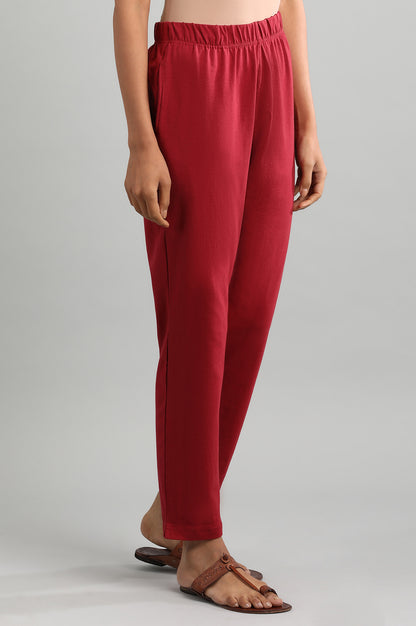 Red Solid Pants