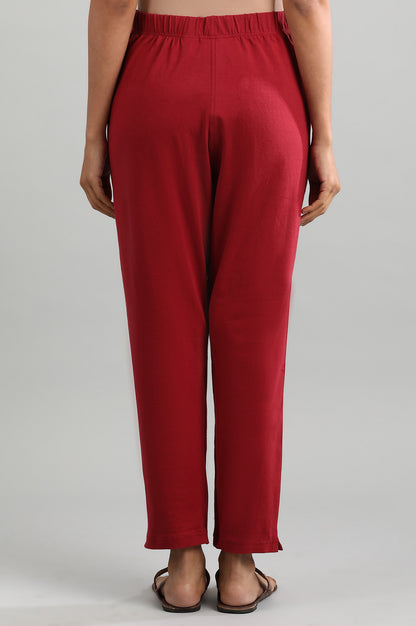 Red Solid Pants