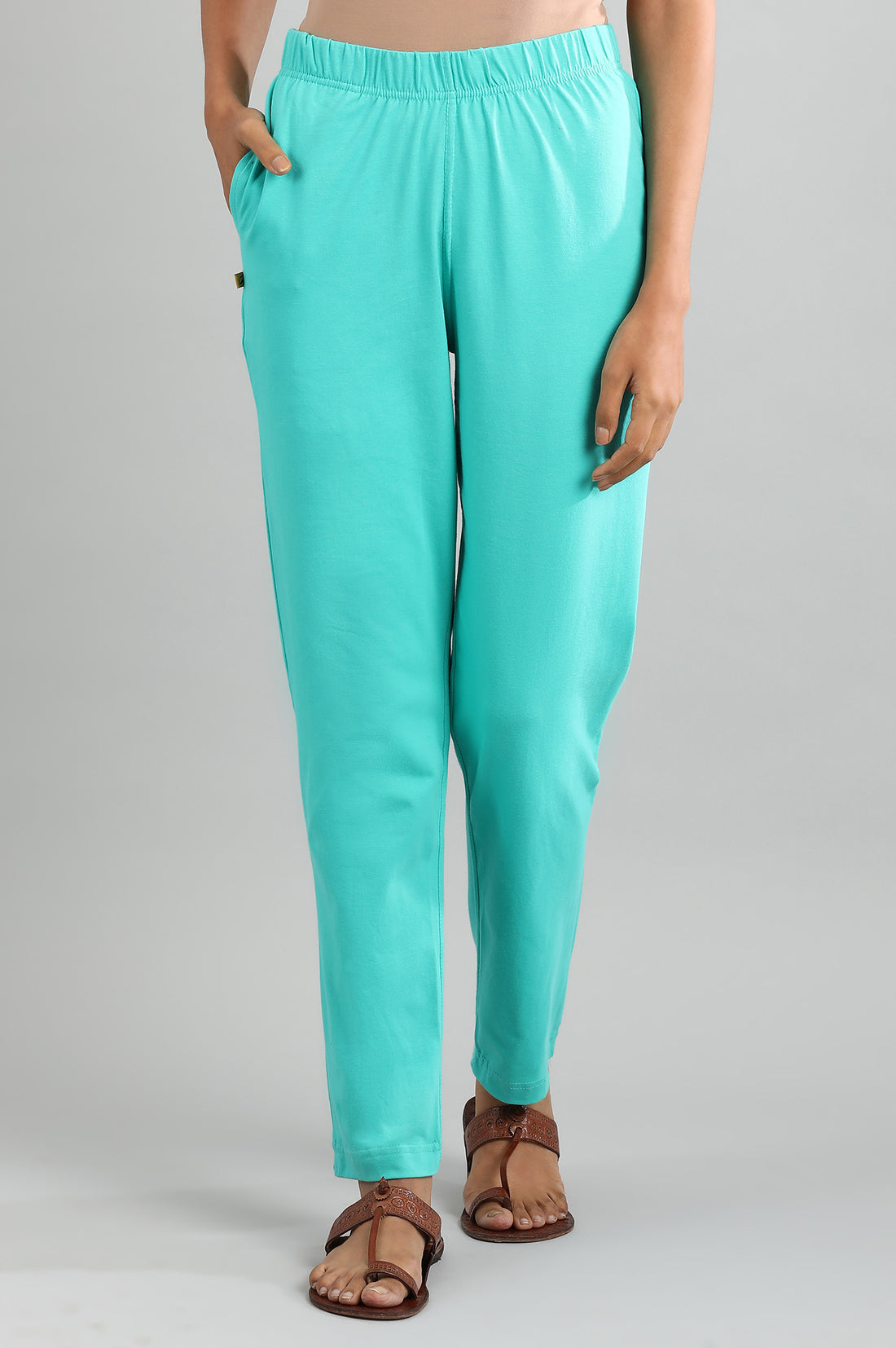 Green Solid Pants