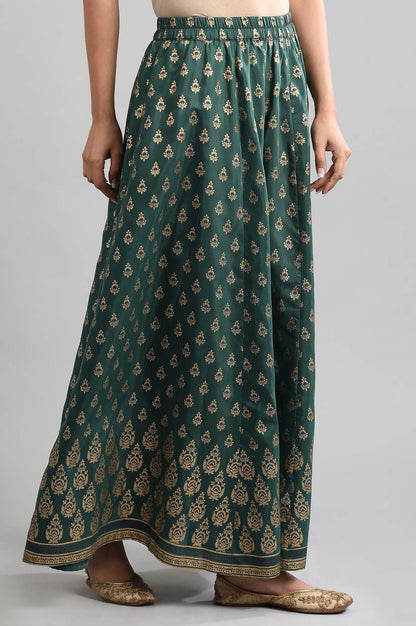 Green Printed Skirt