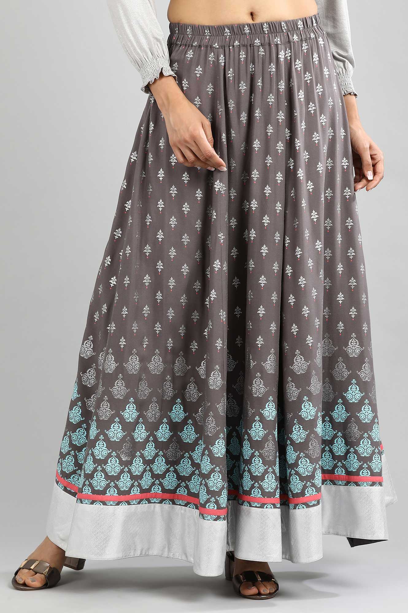 Grey Printed Skirt