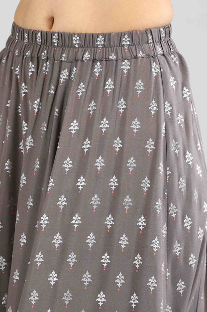 Grey Printed Skirt