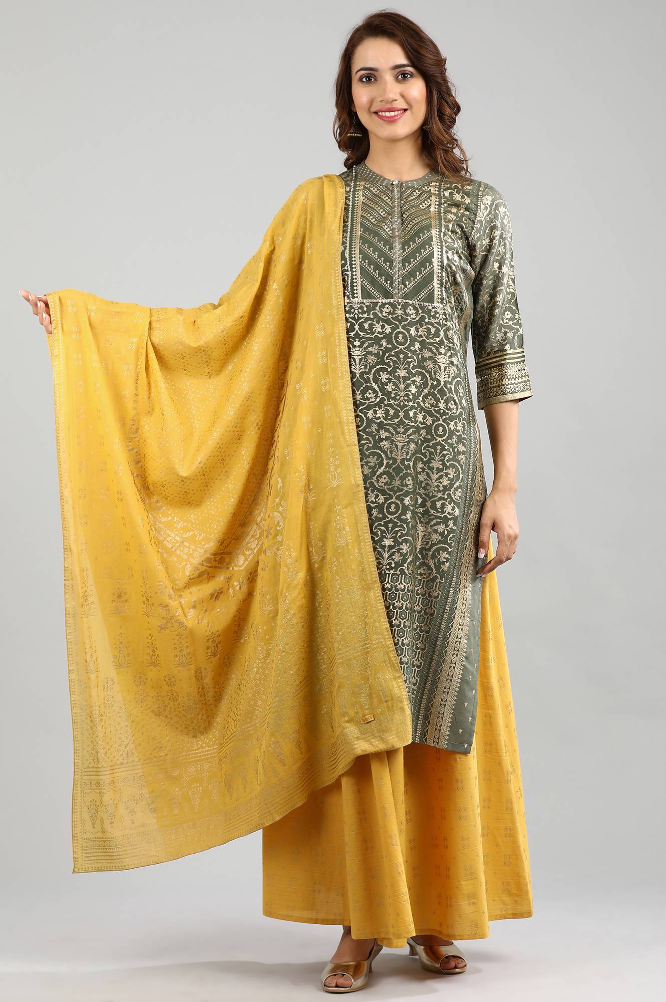 Yellow Printed Dupatta