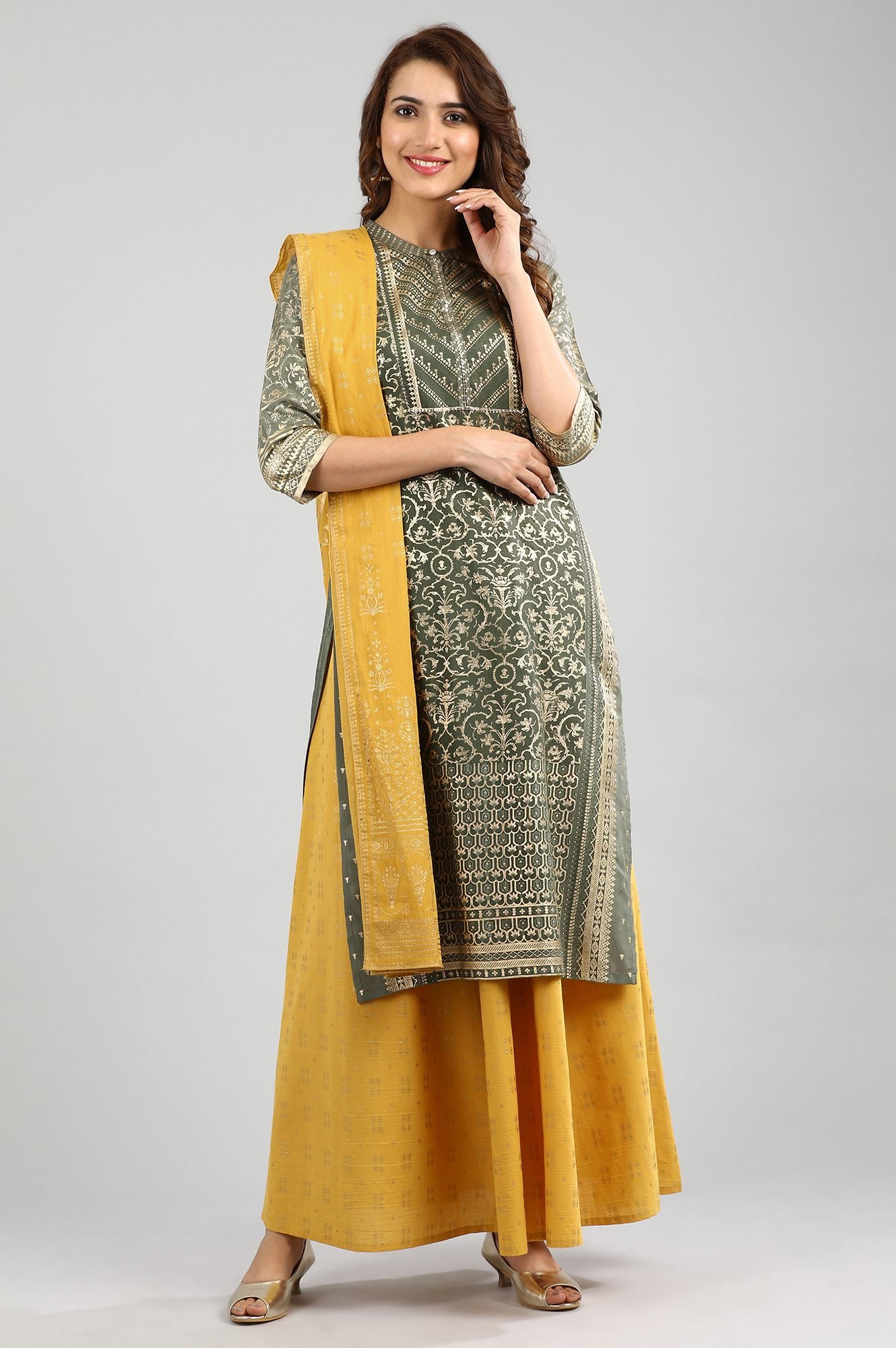 Yellow Printed Dupatta