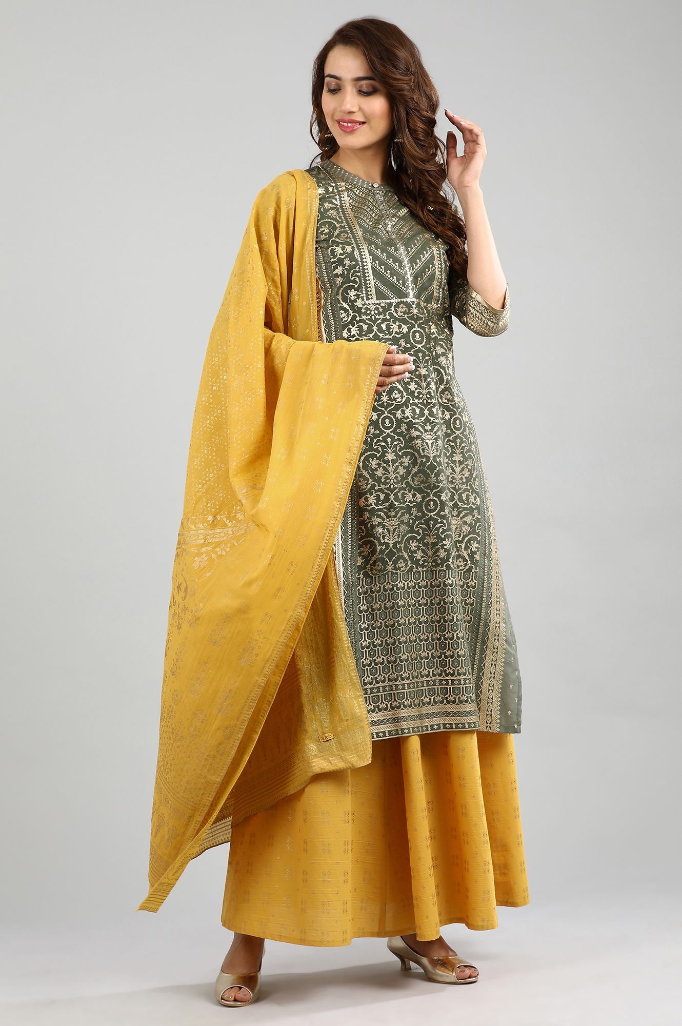 Yellow Printed Dupatta