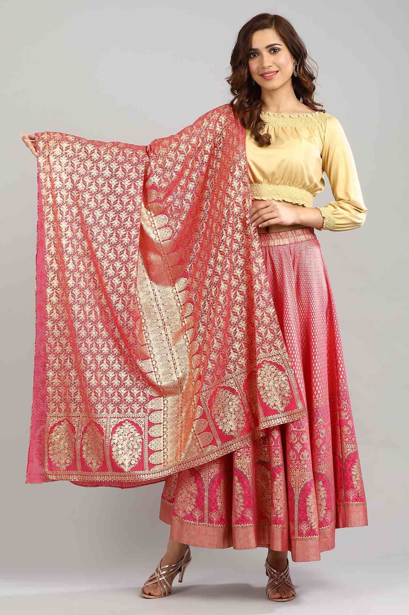 Pink Printed Dupatta