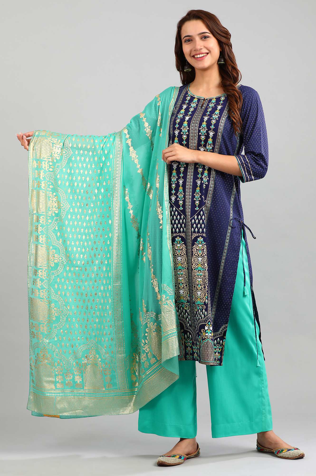 Blue Printed Dupatta