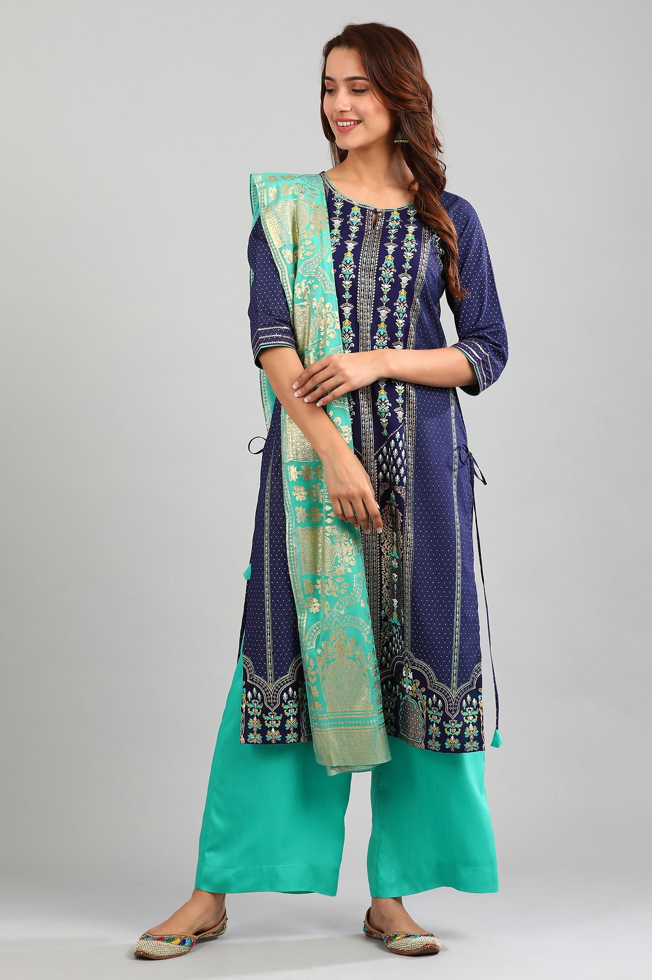 Blue Printed Dupatta