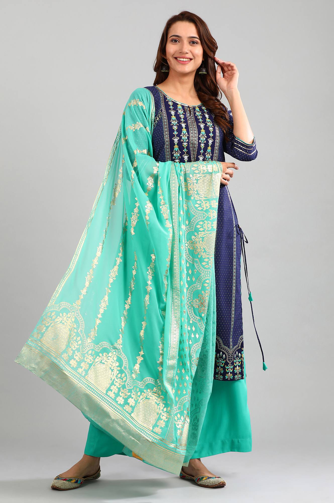 Blue Printed Dupatta