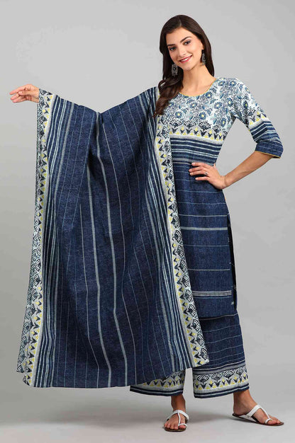 Blue Printed Dupatta