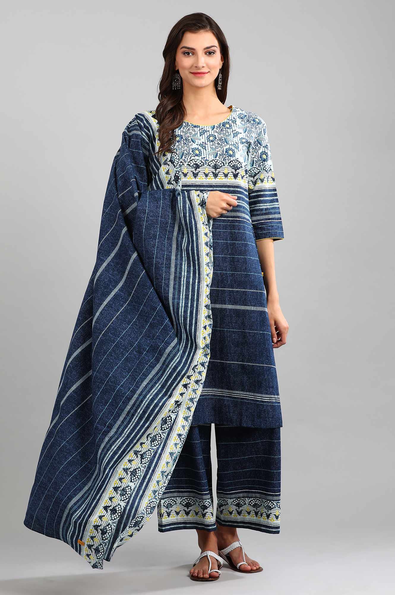 Blue Printed Dupatta