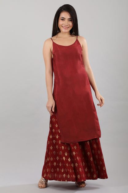 Pink Round Neck Layered kurta