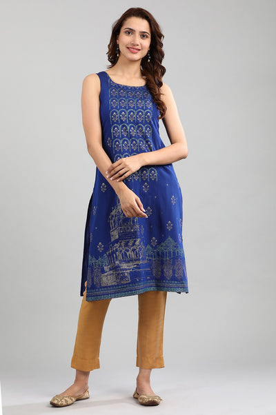 Blue A-Line Printed kurta