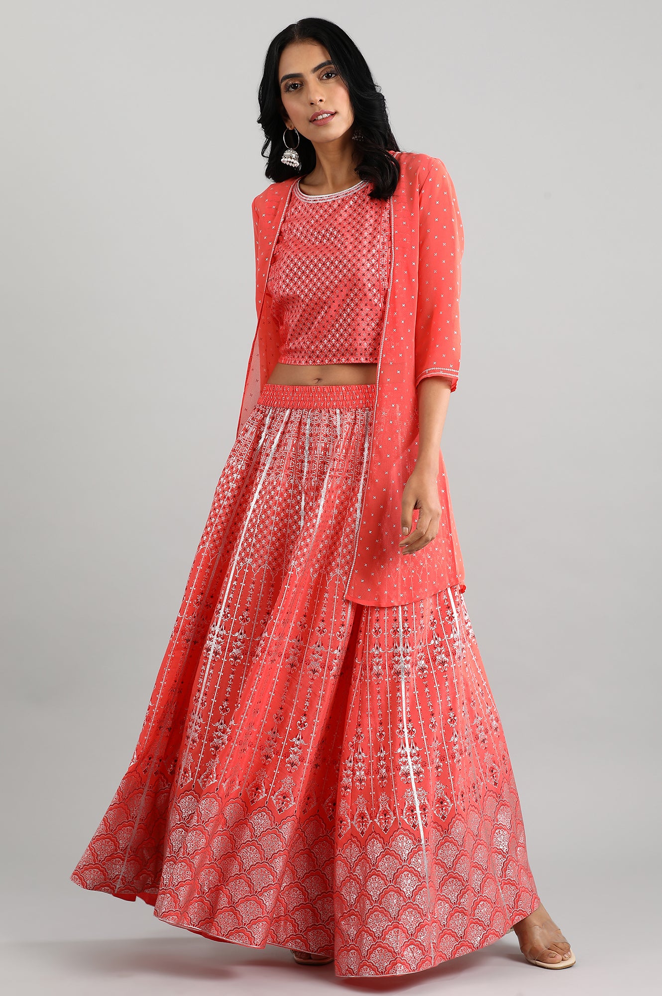 Orange Printed Ethnic Set