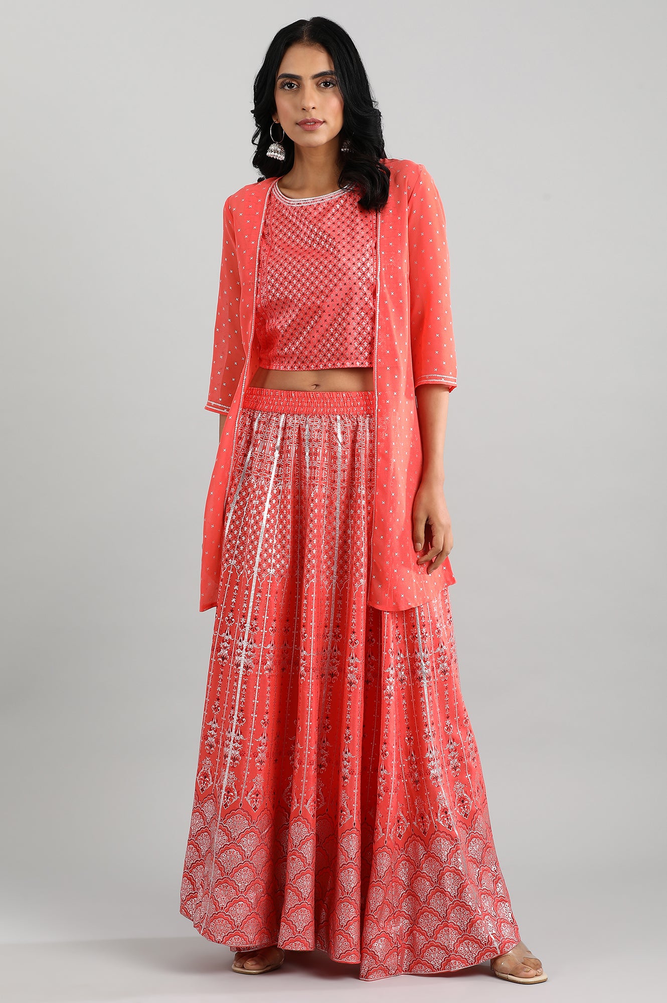 Orange Printed Ethnic Set