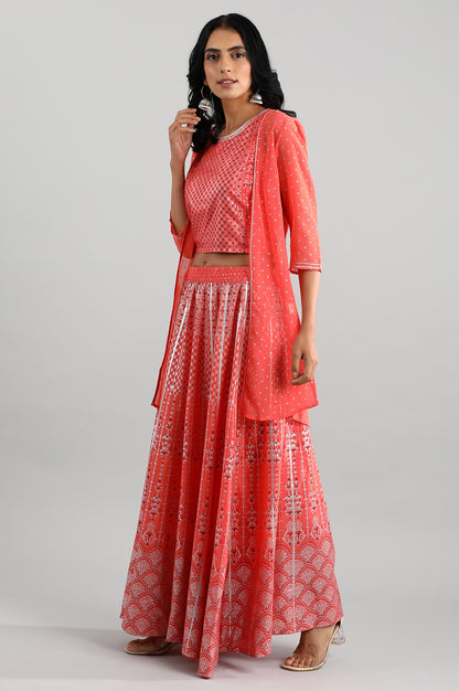 Orange Printed Ethnic Set