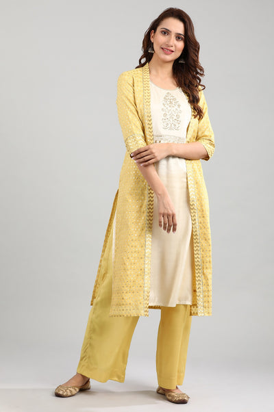Yellow Round Neck kurta Set