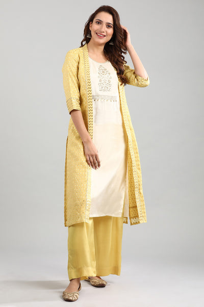 Yellow Round Neck kurta Set