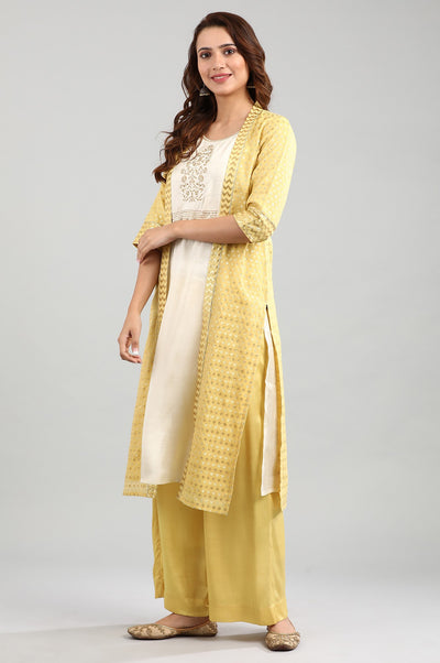 Yellow Round Neck kurta Set