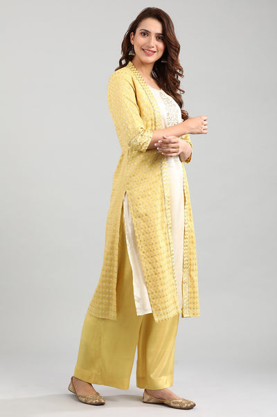 Yellow Round Neck kurta Set