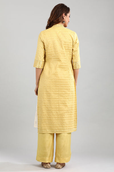 Yellow Round Neck kurta Set