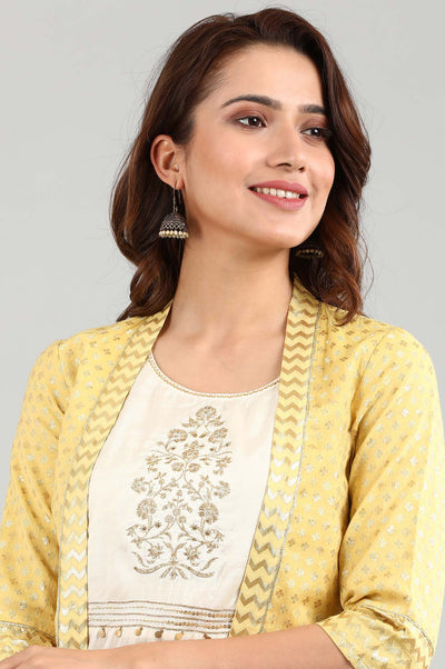 Yellow Round Neck kurta Set