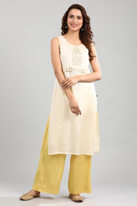 Yellow Round Neck kurta Set