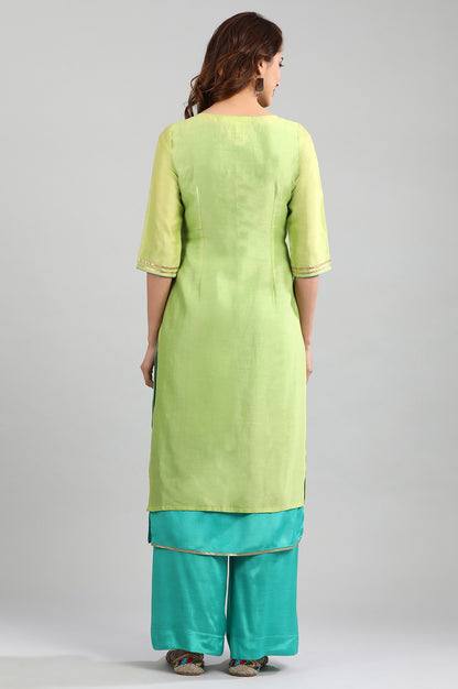 Green Round Neck Layered kurta Set