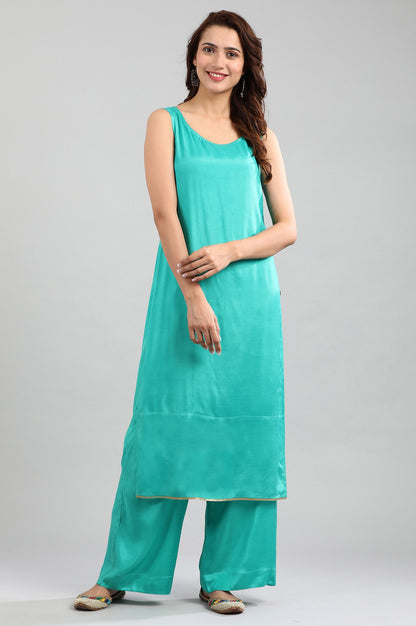 Green Round Neck Layered kurta Set