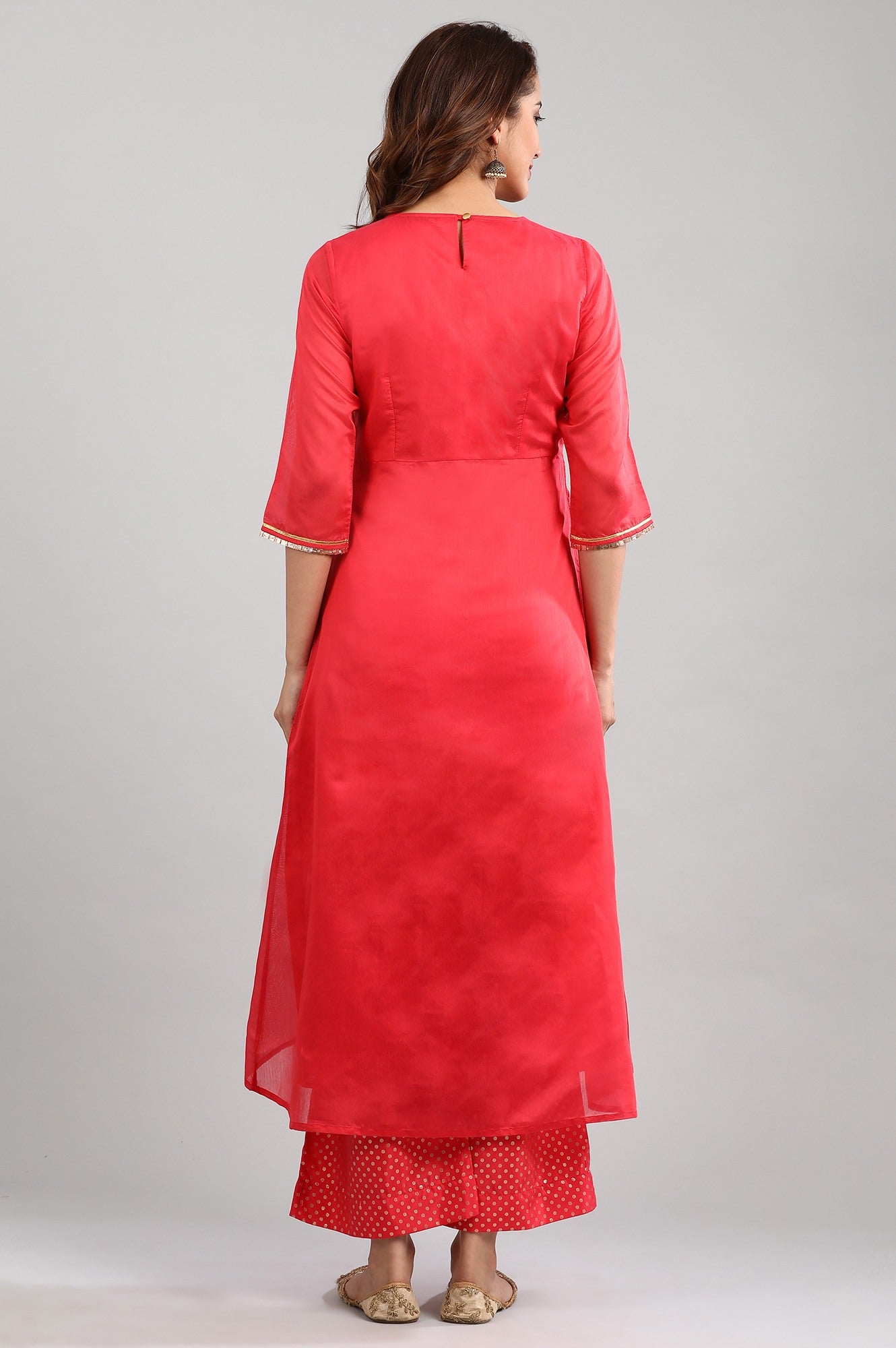 Red Round Neck Yarn-dyed kurta Set