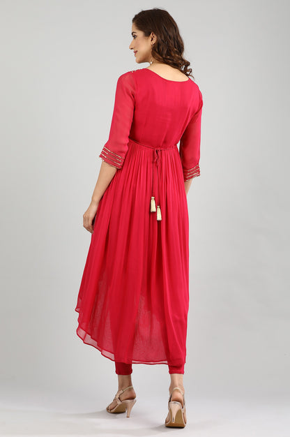 Pink Round Neck Embellished kurta Set