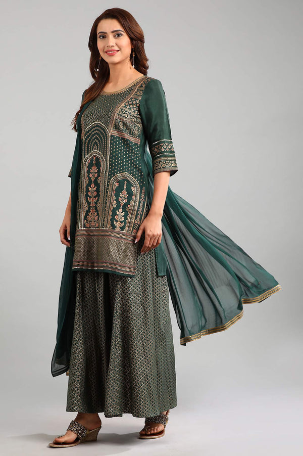 Green Round Neck Embellished kurta Set