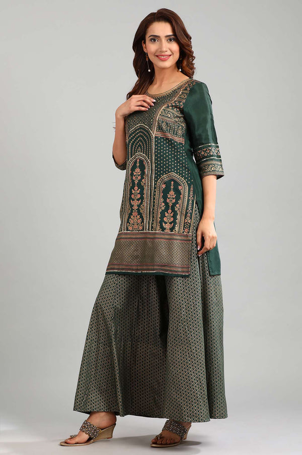 Green Round Neck Embellished kurta Set