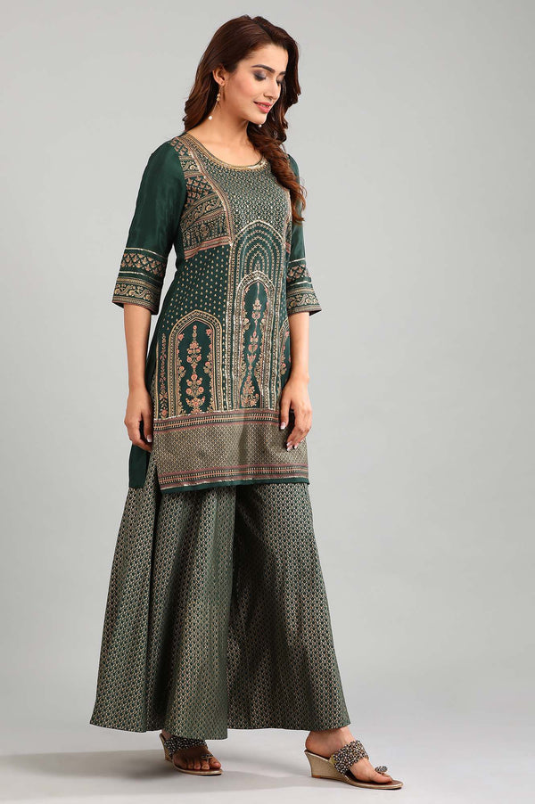 Green Round Neck Embellished kurta Set