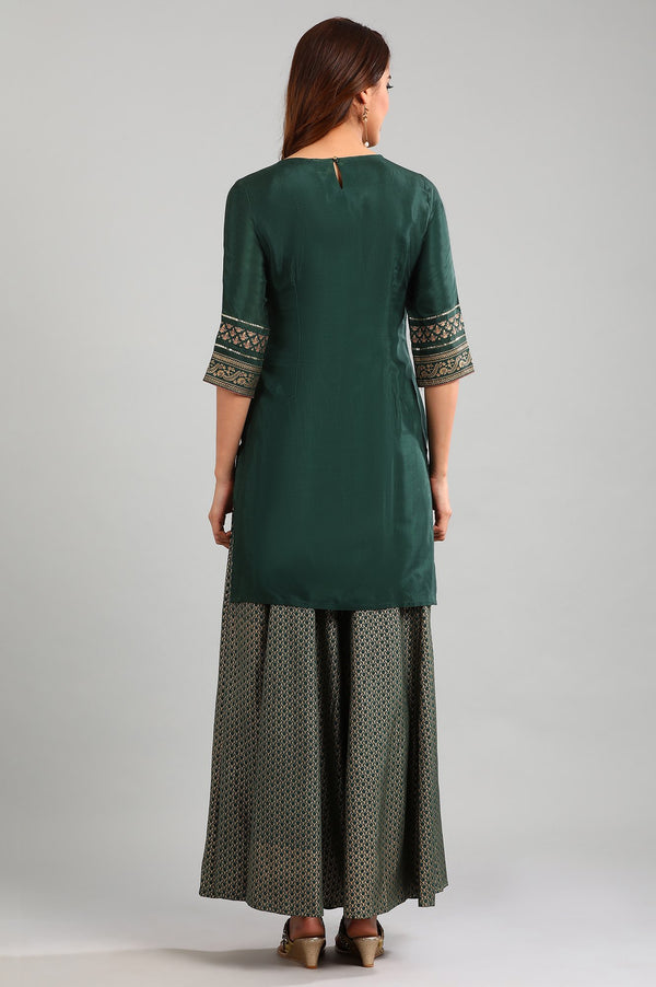 Green Round Neck Embellished kurta Set