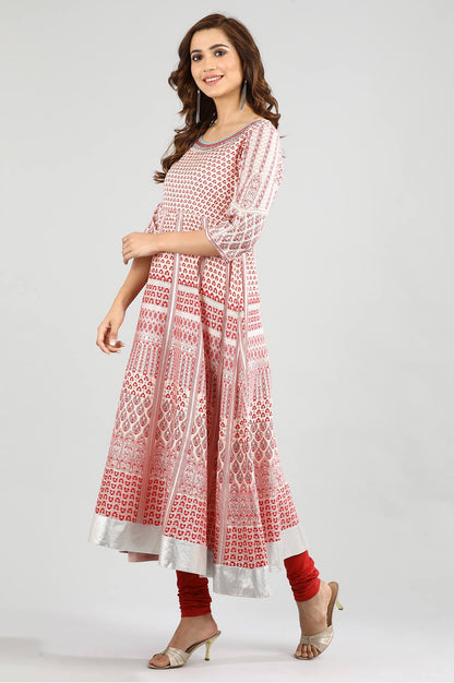 Pink Round Neck Printed kurta Set