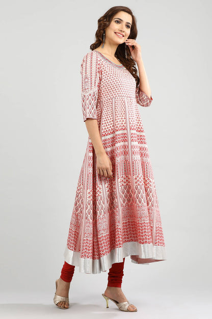 Pink Round Neck Printed kurta Set