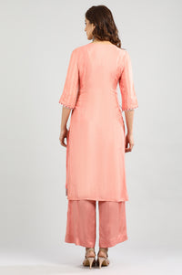 Coral Round Neck Embellished kurta Set