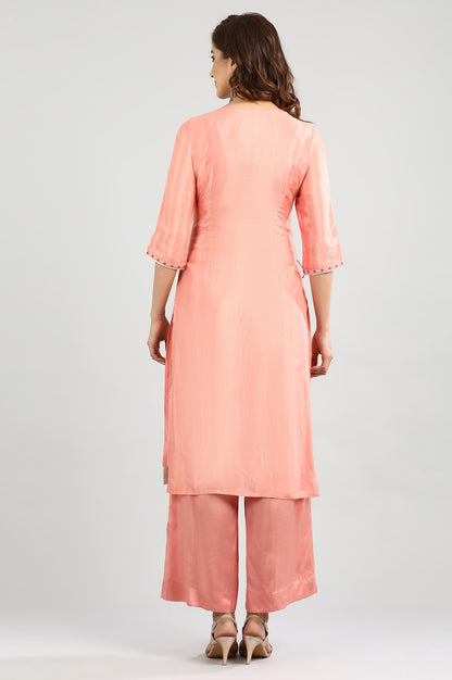 Coral Round Neck Embellished kurta Set