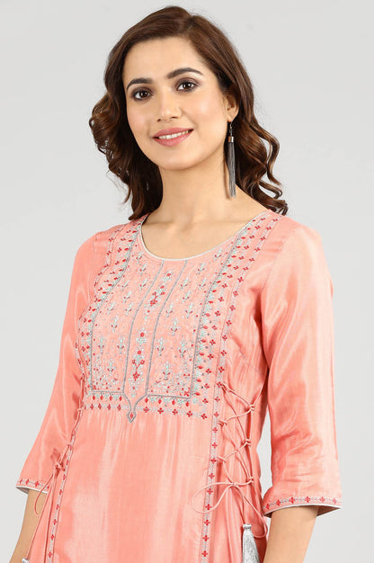 Coral Round Neck Embellished kurta Set