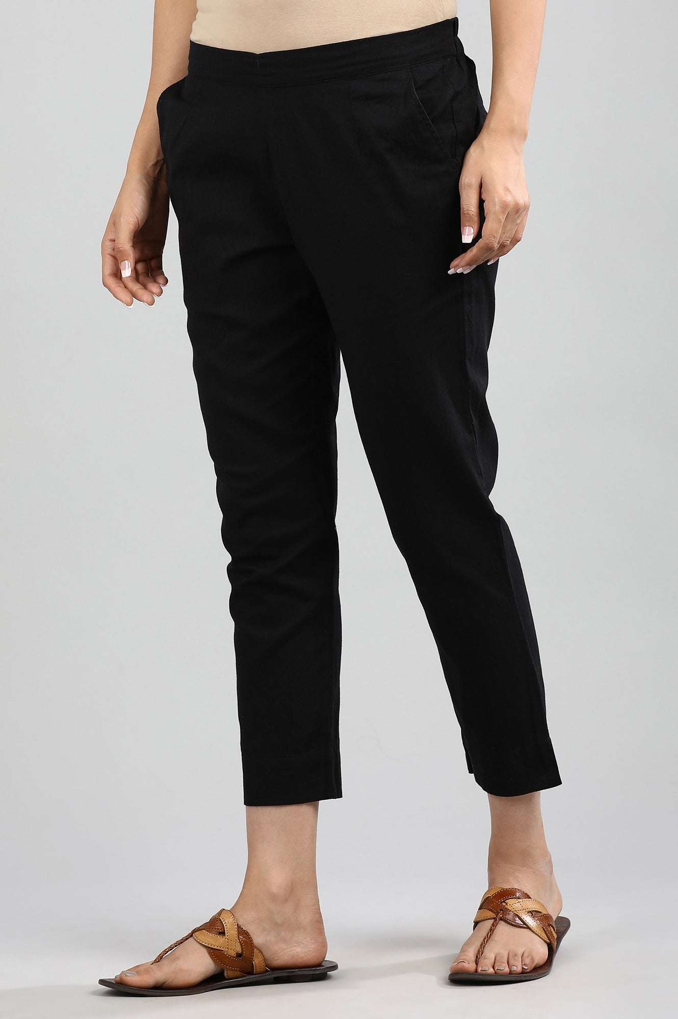 Black Solid Trousers