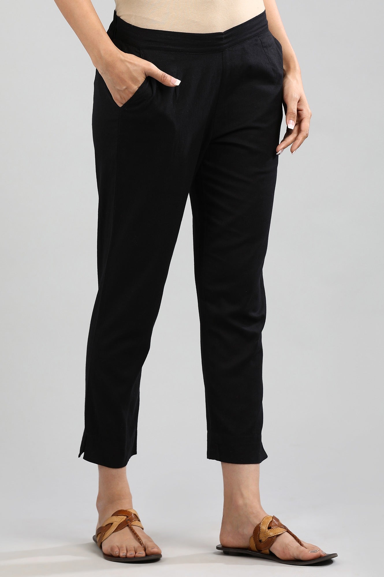 Black Solid Trousers