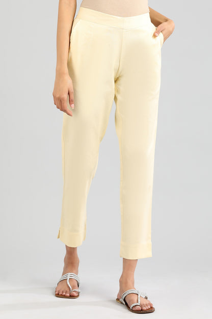 Beige Straight Fit Pure Cotton Trouser Pants