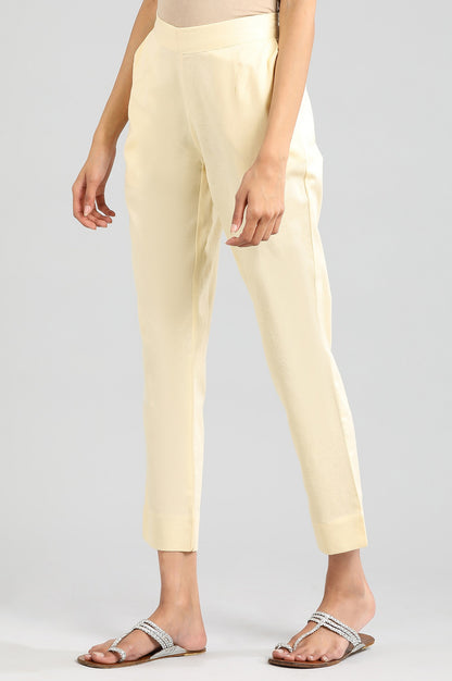 Beige Straight Fit Pure Cotton Trouser Pants