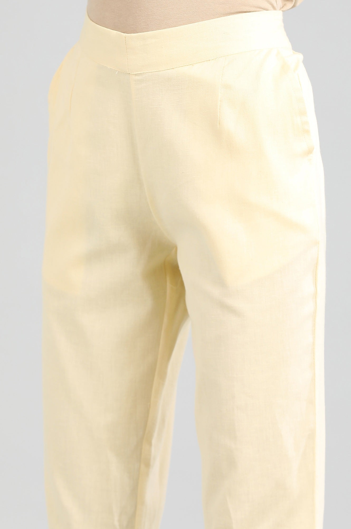 Beige Solid Trousers