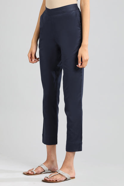 Blue Solid Trousers