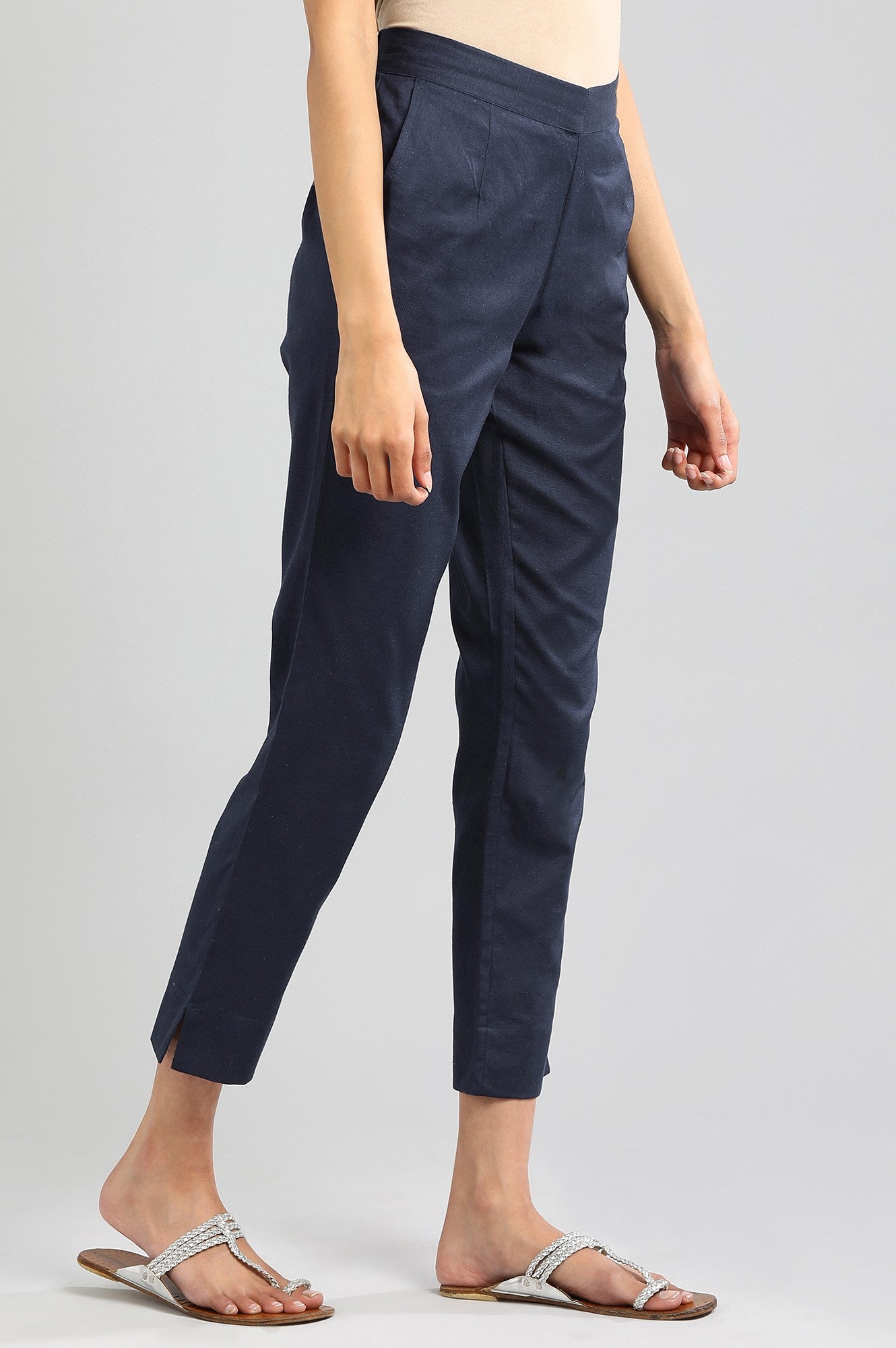 Blue Solid Trousers