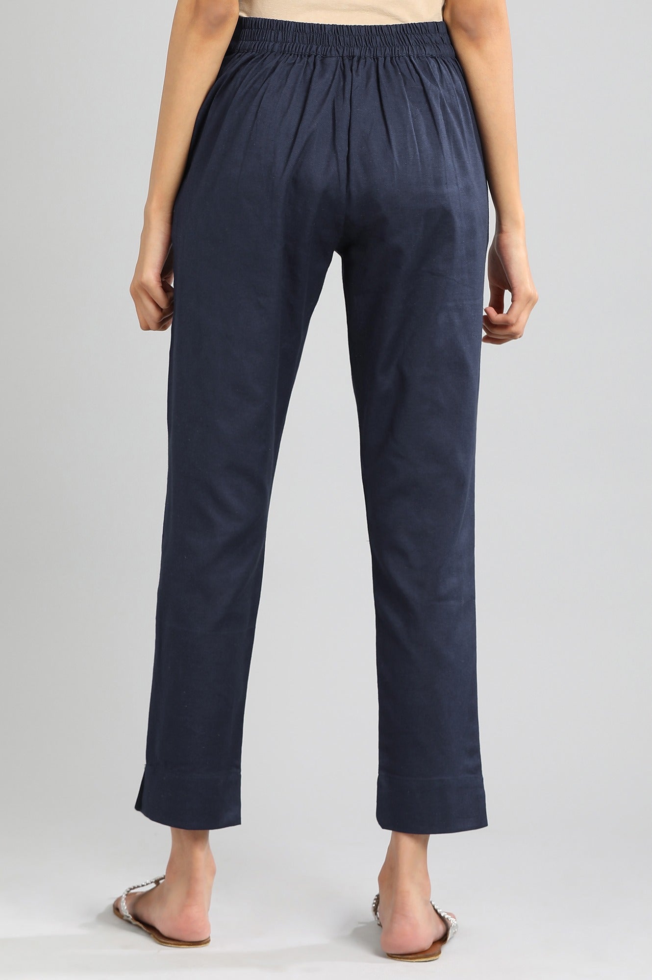 Blue Solid Trousers